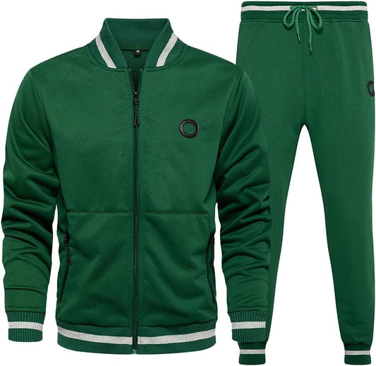 Men'S Tracksuits 2 Piece Outfit Jogging Suits Set Casual Long Sleeve Sports Sweatsuits Green 2XL